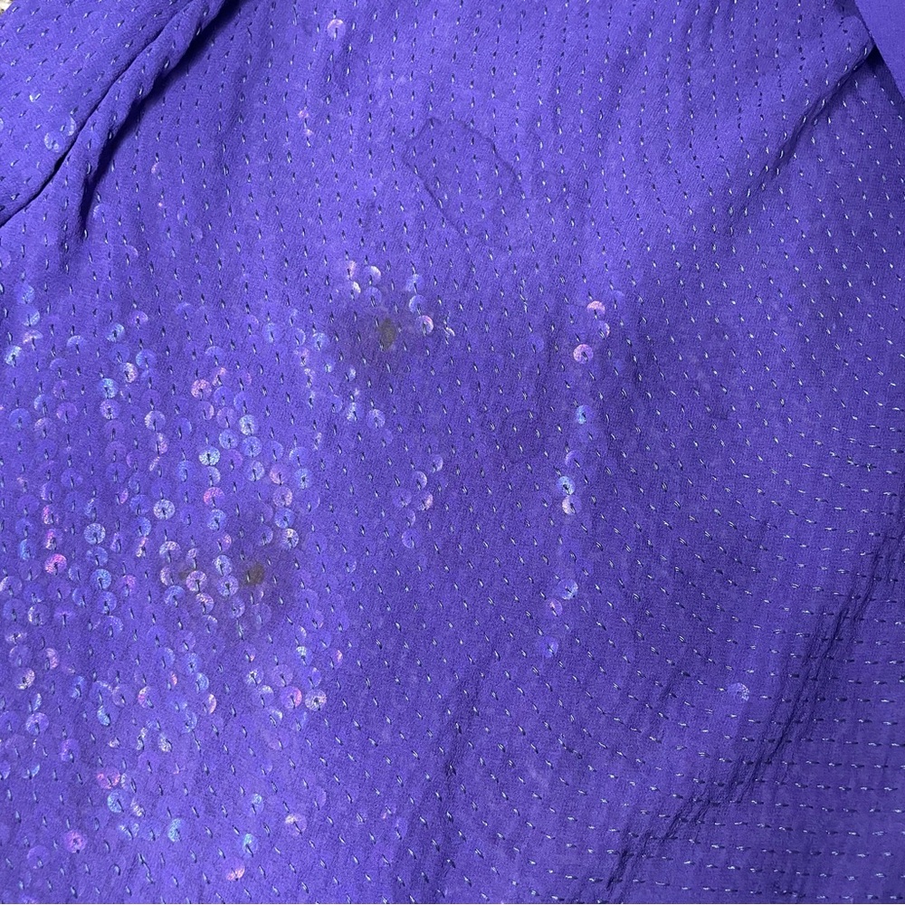 Vintage Silk & Sequins Purple Dress Hand Made - Picture 12 of 14